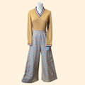 1960s Deadstock Plaid Palazzo Jumpsuit ~ Medium