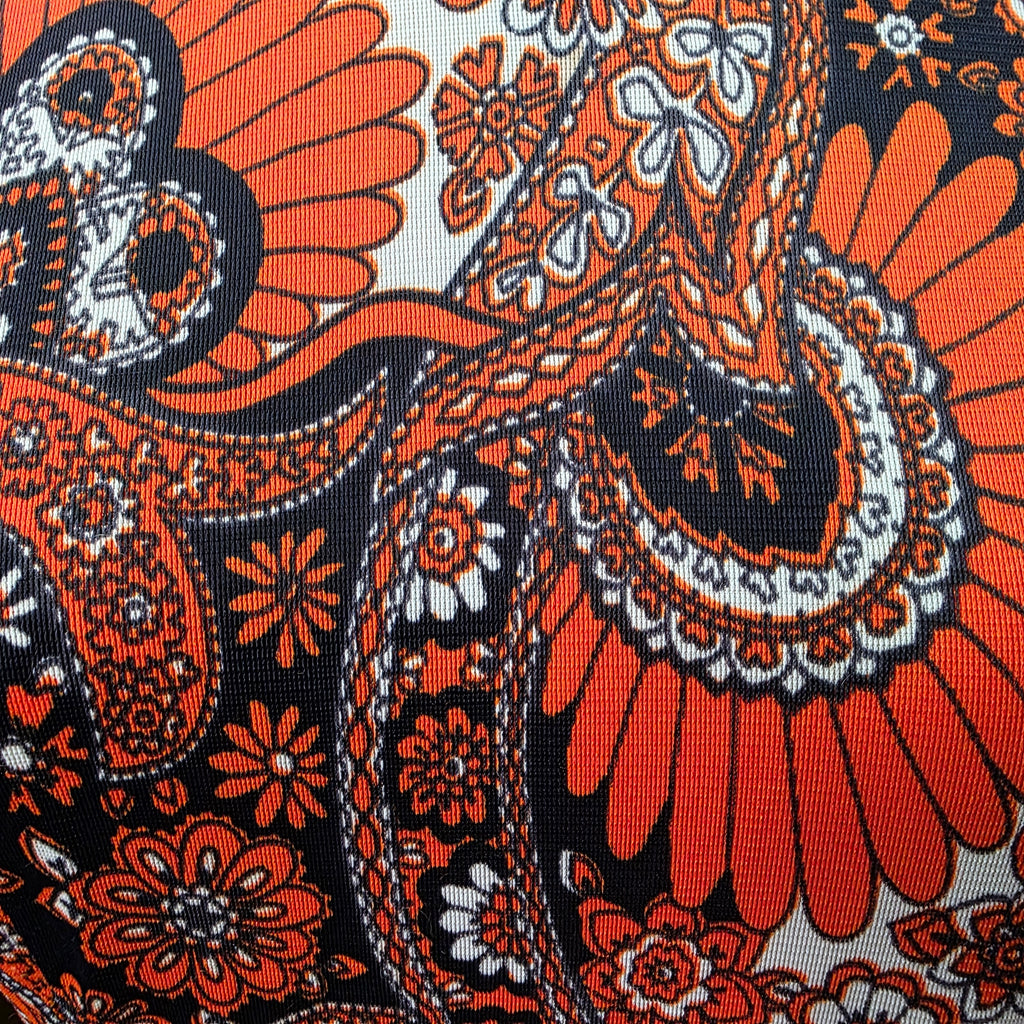 1960s Paisley Flower Power Nylon Shift  Midi Dress ~ Extra Large