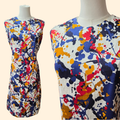 1960s Splatter Print Sleeveless Sheath Dress ~ Large Midi