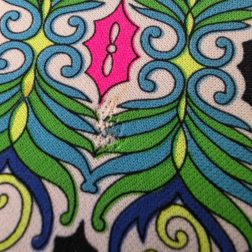 1960s Mr. Dino Psychedelic Shift Dress ~ Medium ~ Black Teal Pink Green Blue Dayglo