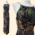 1990s Burnout Velvet Maxi Dress ~ Small ~ Multicolor Spaghetti Strap