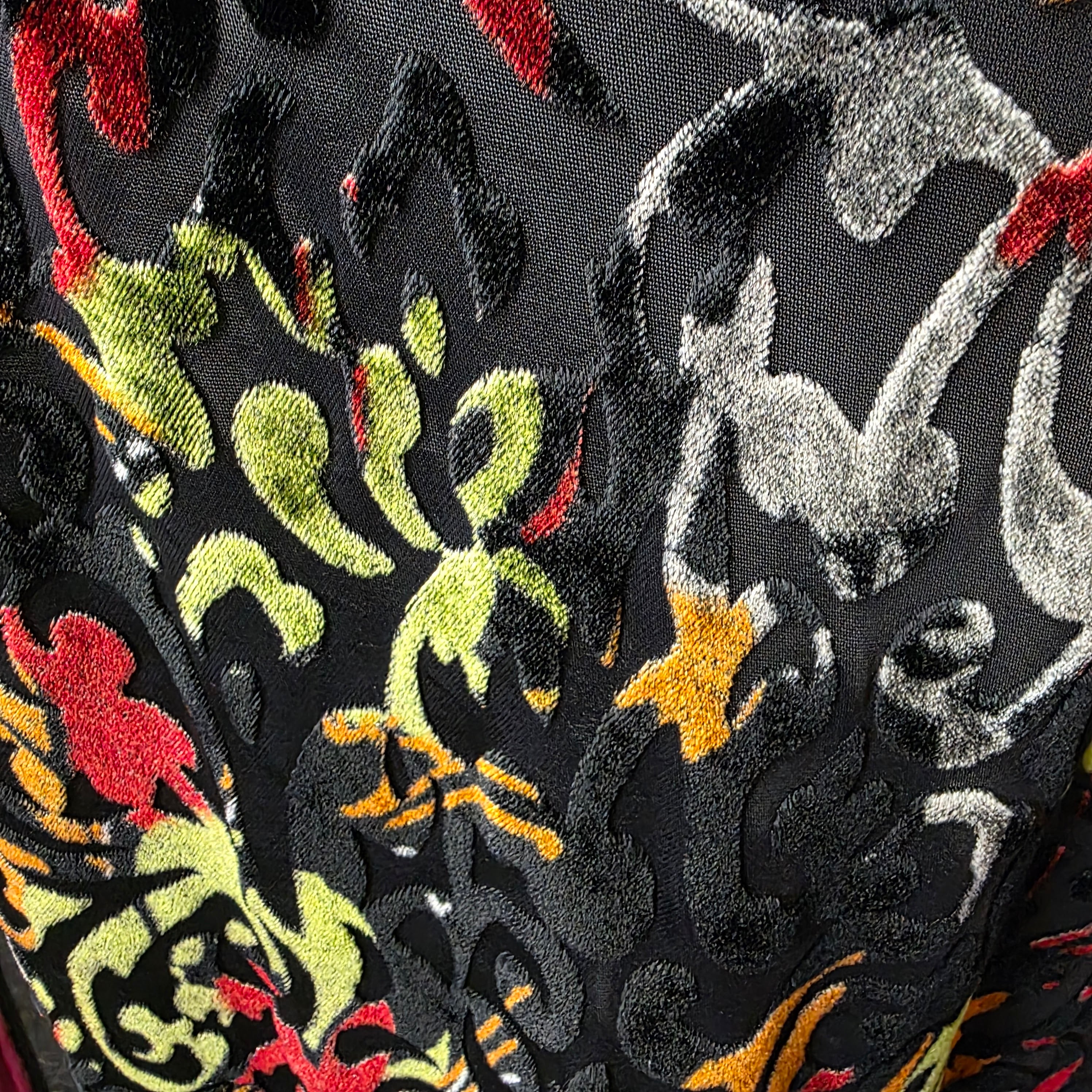 1990s Burnout Velvet Maxi Dress ~ Small ~ Multicolor Spaghetti Strap