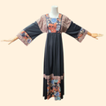 1970s Young Edwardian Boho Prarie Maxie Dress ~ Small ~ Black Floral