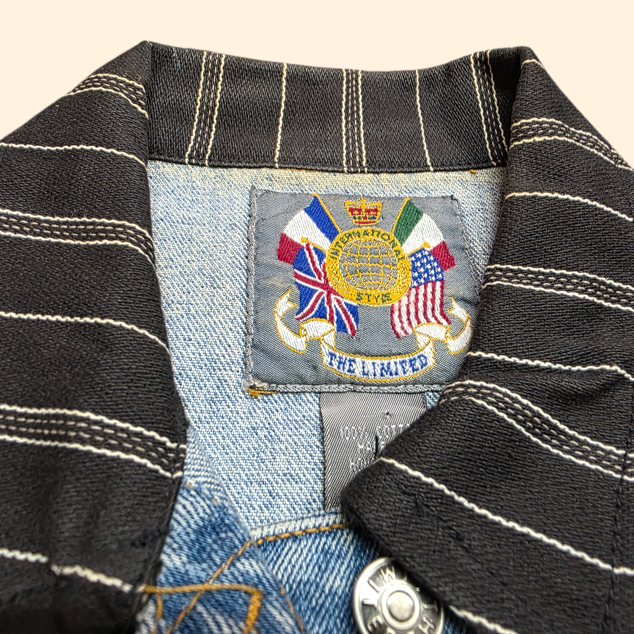 1990s Limited Denim Vest with Silvertone Buttons and Chains ~ Small