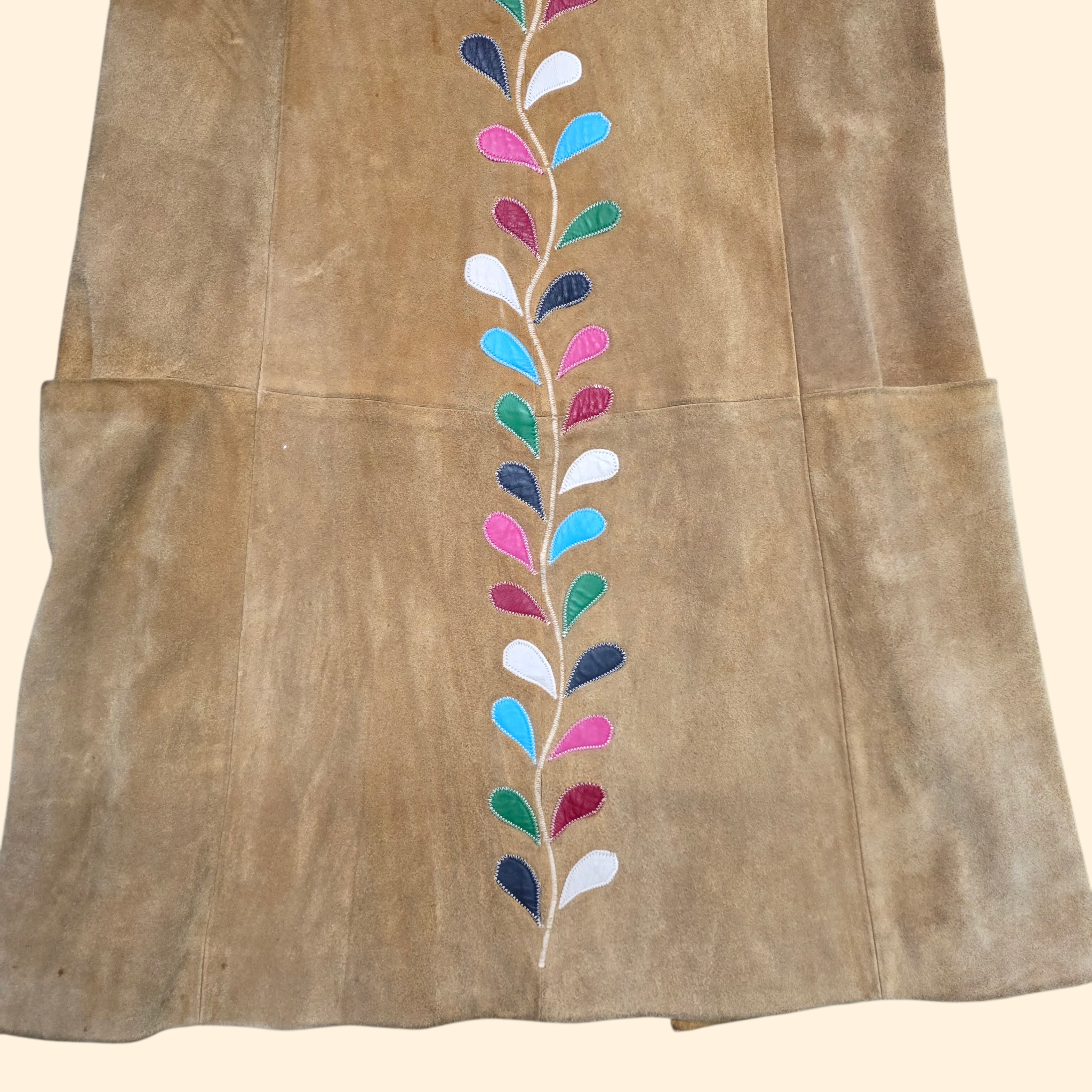 1960s Boho Suede and Leather Patchwork Duster Vest ~ Large
