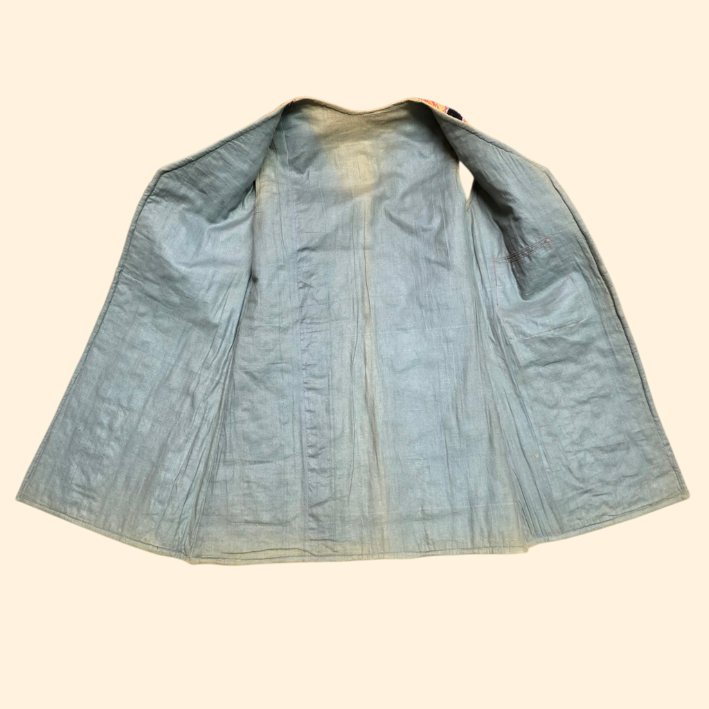 1960s Embrodered Applique Afghan Waistcoat ~ Medium ~ Jute Boho Vest