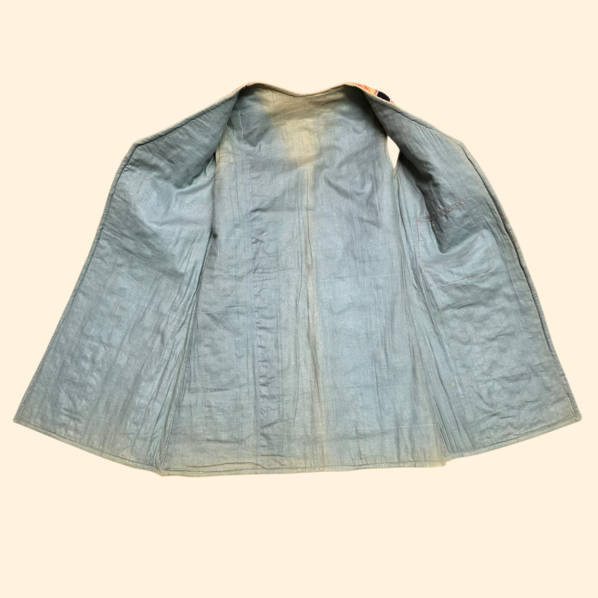 1960s Embrodered Applique Afghan Waistcoat ~ Medium ~ Jute Boho Vest