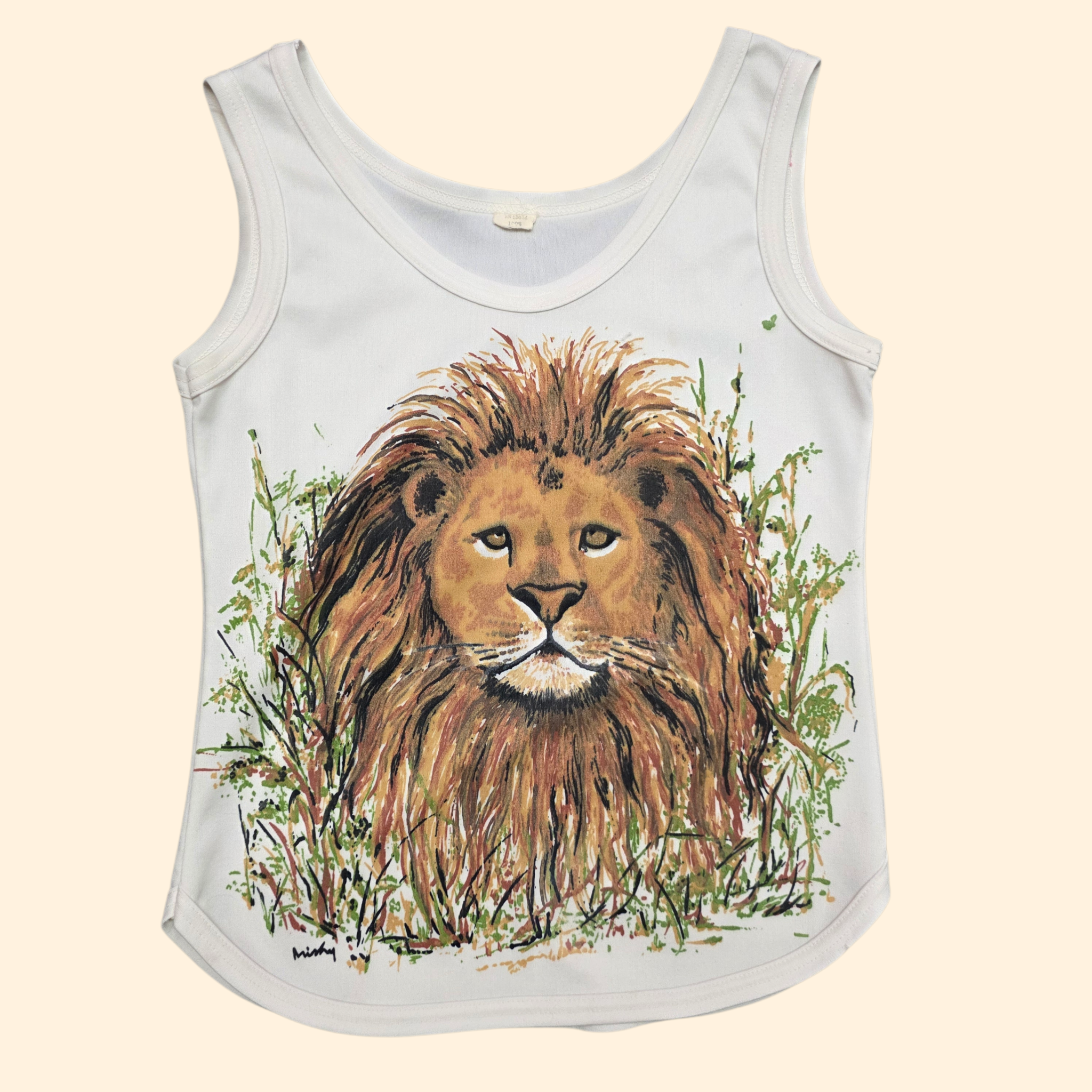 1970s Front and Back Lion Print Tank Top ~ Medium