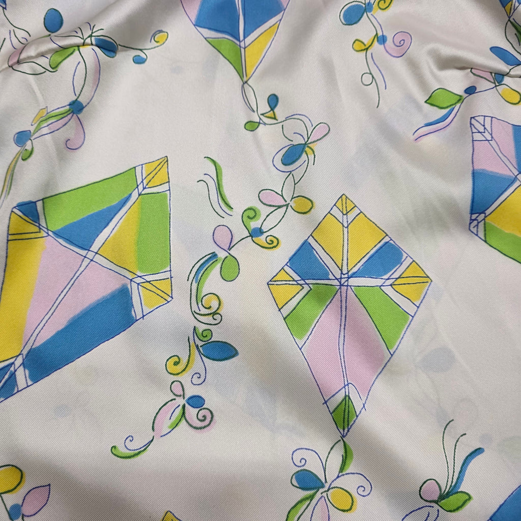 1960s Novelty Kite Print Cowl Neck Top ~ Medium