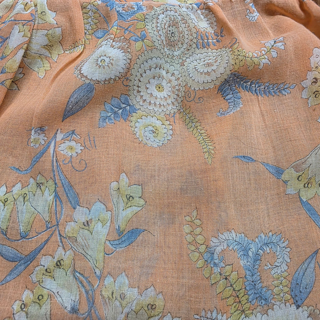 1970s Peach Floral Angel Sleeve Boho Hippie Top ~ Large