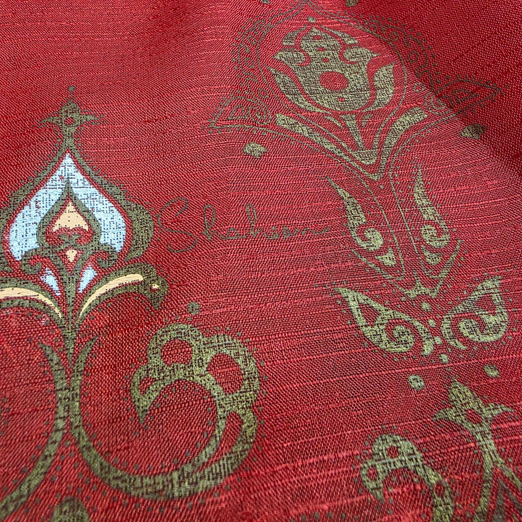 1970s Alfred Shaheen Hawaiian Screen Print  Red Button Down Shirt Blouse ~ Large