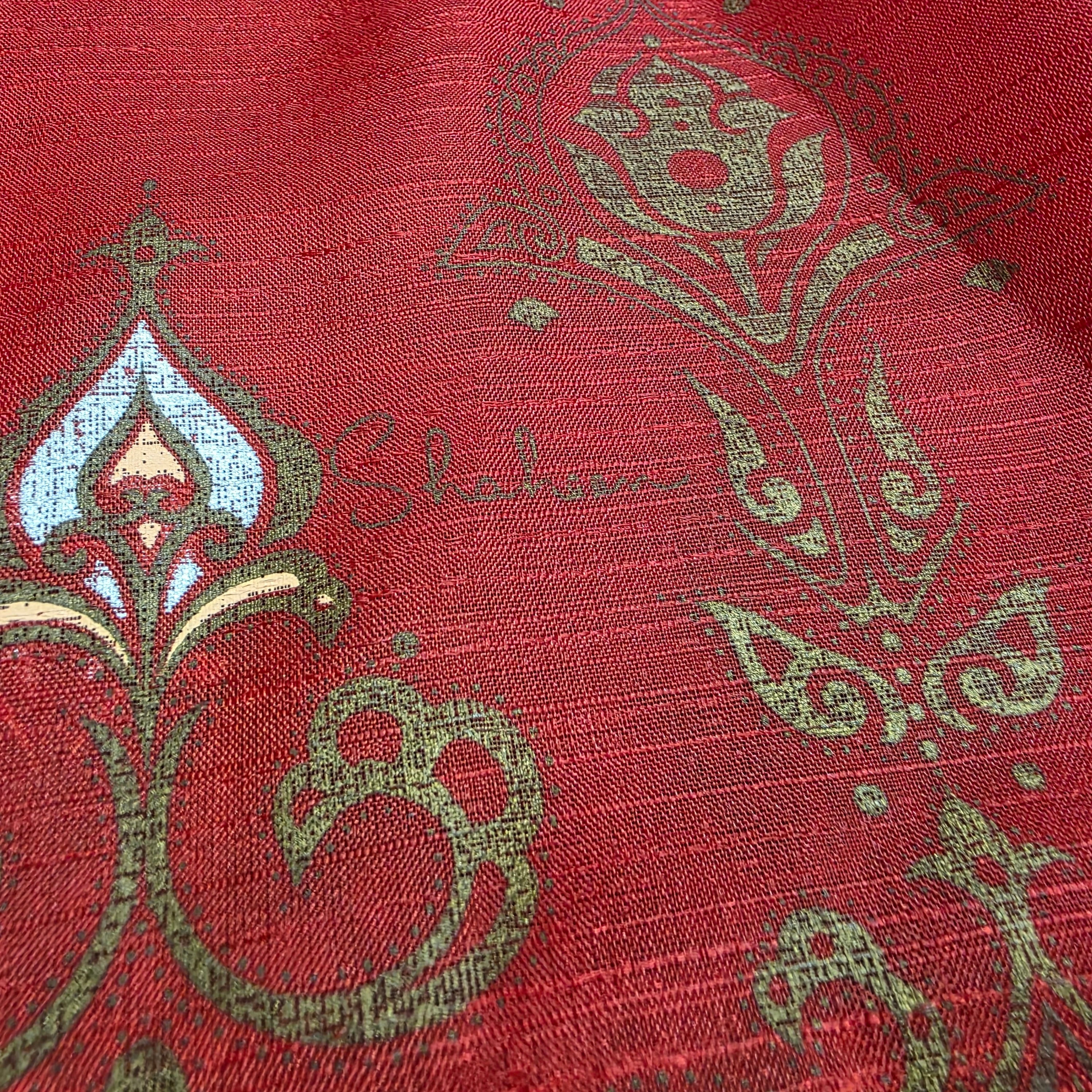 1970s Alfred Shaheen Hawaiian Screen Print  Red Button Down Shirt Blouse ~ Large