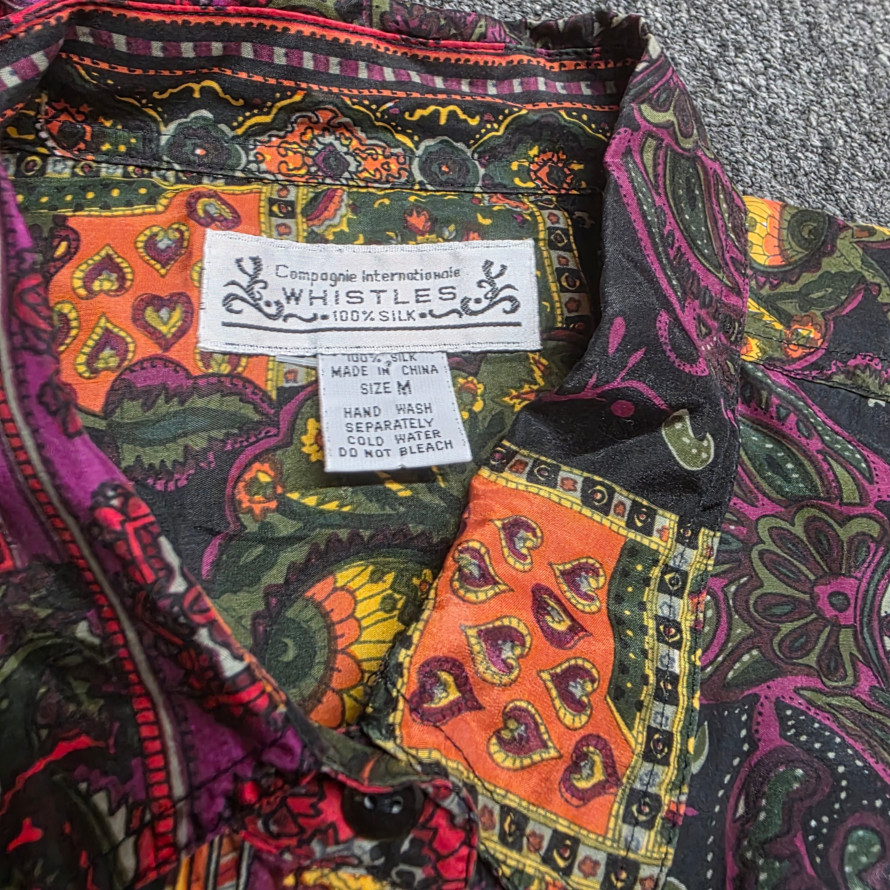 1990s Compagnie Internationale Whistles Express Silk Patchwork Paisley Print Blouse ~ Medium