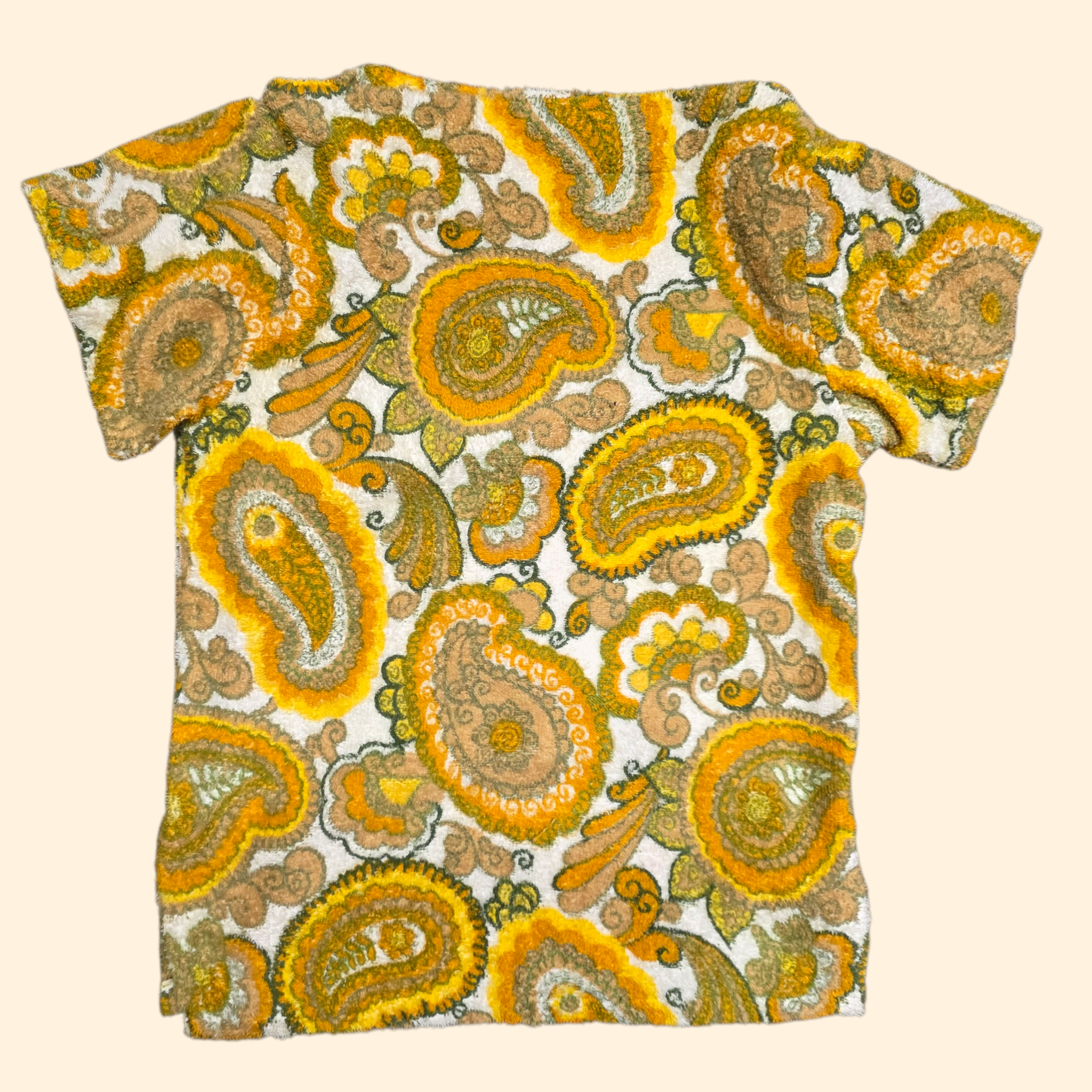 1960s Paisley Towel Shirt ~ Small