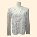 1980s Gunne Sax Victorian Style Ivory Lace Trim Blouse ~ Large