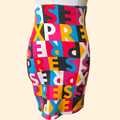 1990s Express Colorblock Bodycon Mini Skirt ~ Small Medium