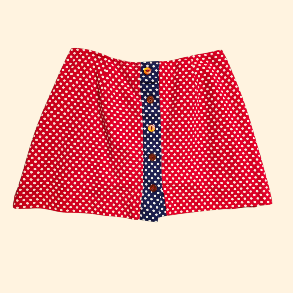 1960s Polka Dot Micro Mini Skirt ~ Extra Small ~ Mod Skort