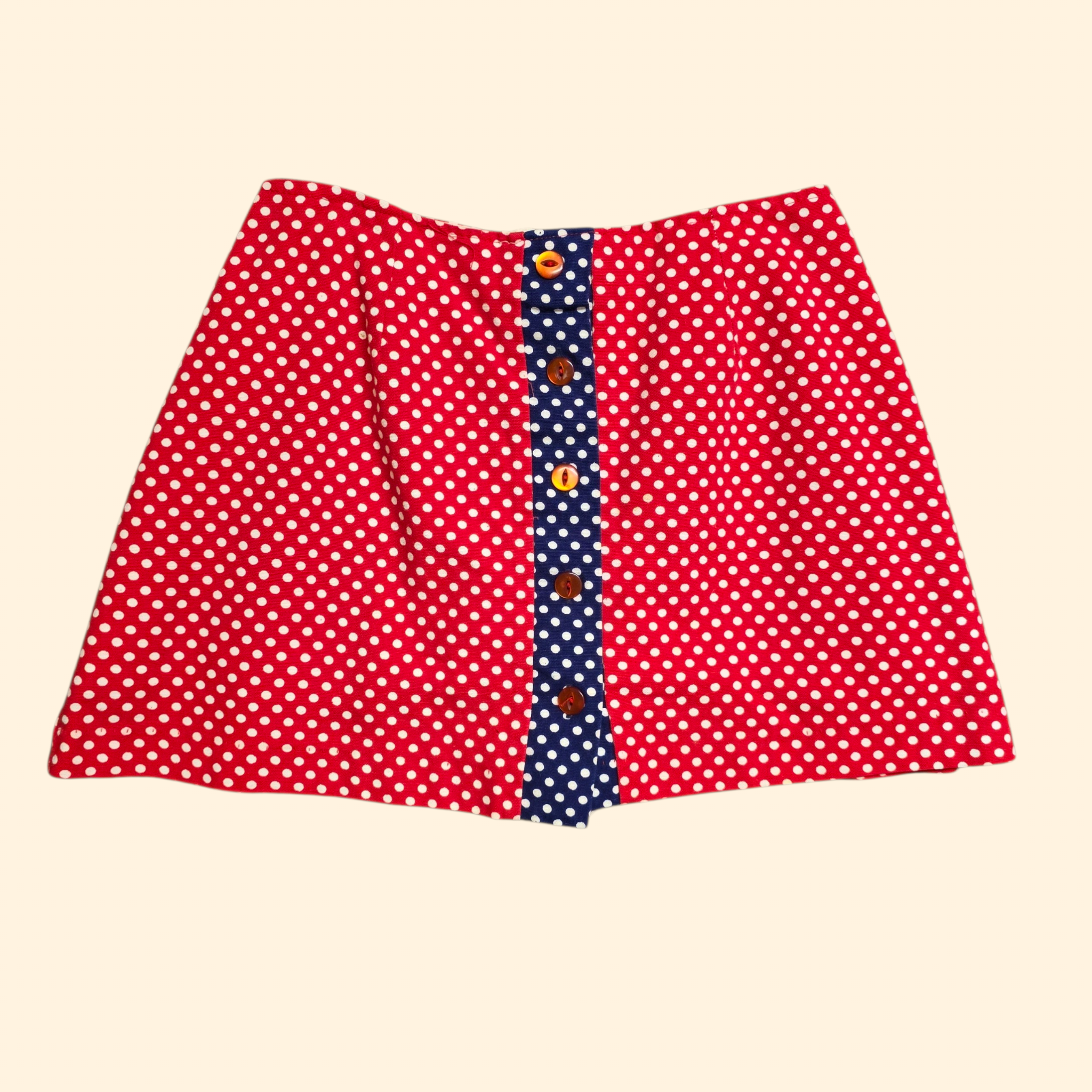 1960s Polka Dot Micro Mini Skirt ~ Extra Small ~ Mod Skort