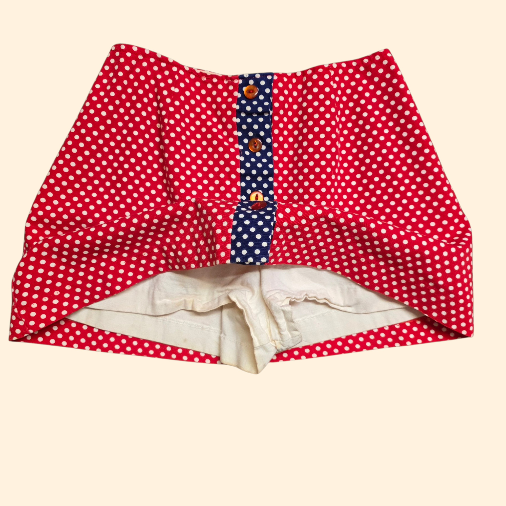 1960s Polka Dot Micro Mini Skirt ~ Extra Small ~ Mod Skort