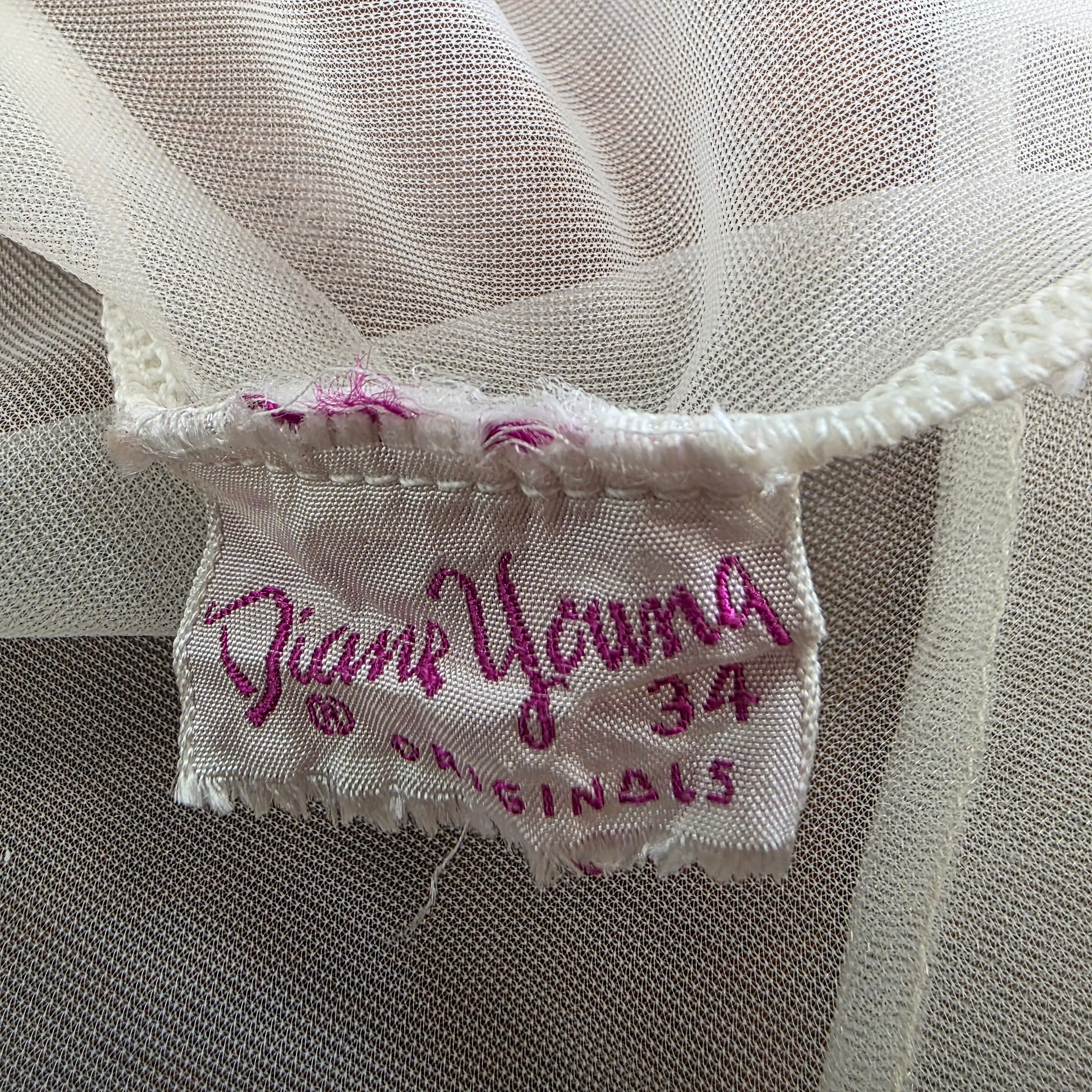 1950s Sheer Ivory Lace Trimmed Blouse ~ Small