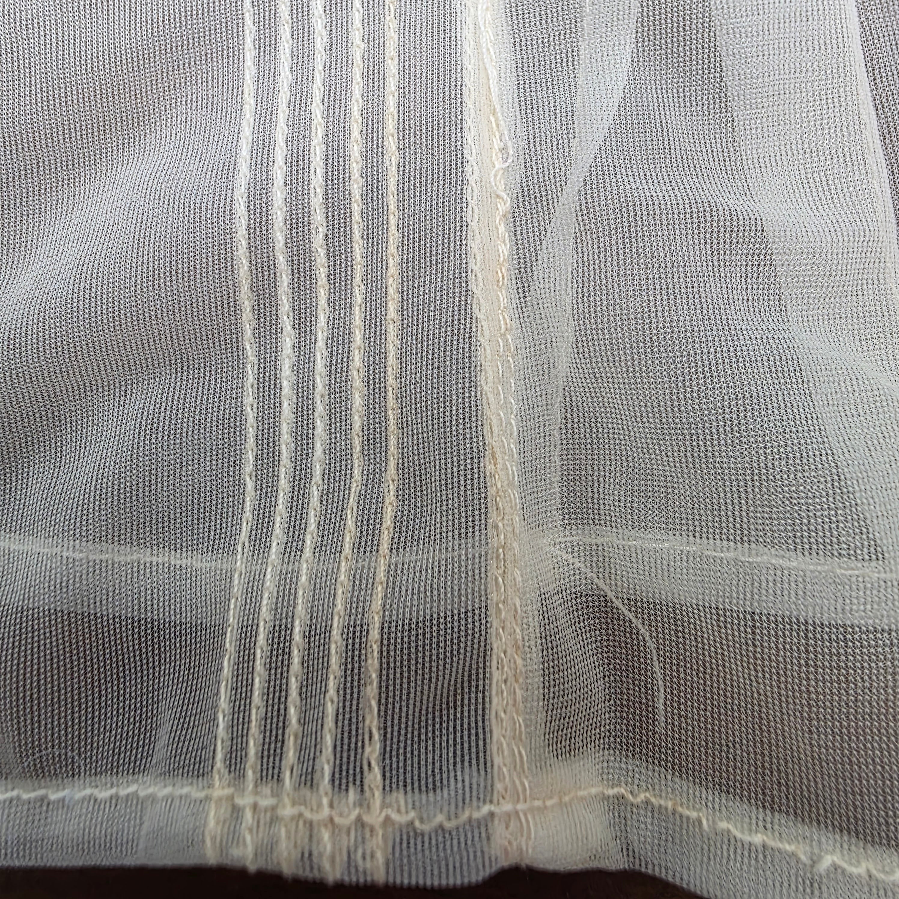 1950s Sheer Ivory Lace Trimmed Blouse ~ Small
