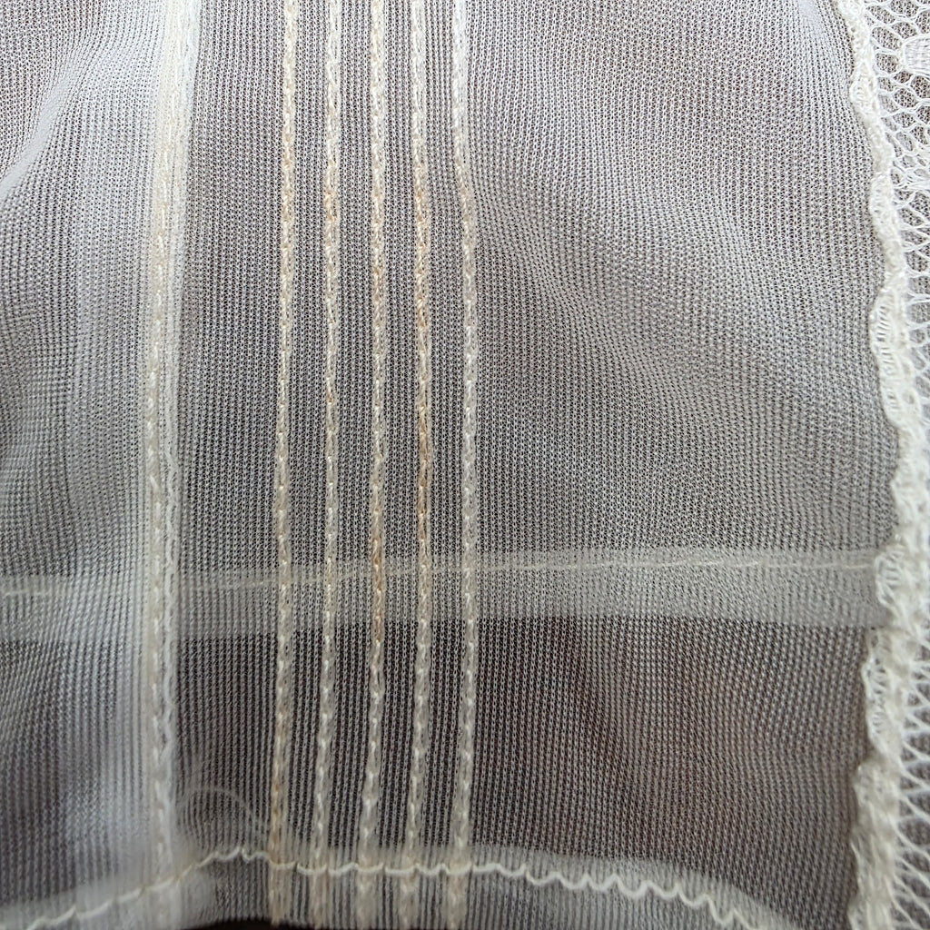 1950s Sheer Ivory Lace Trimmed Blouse ~ Small