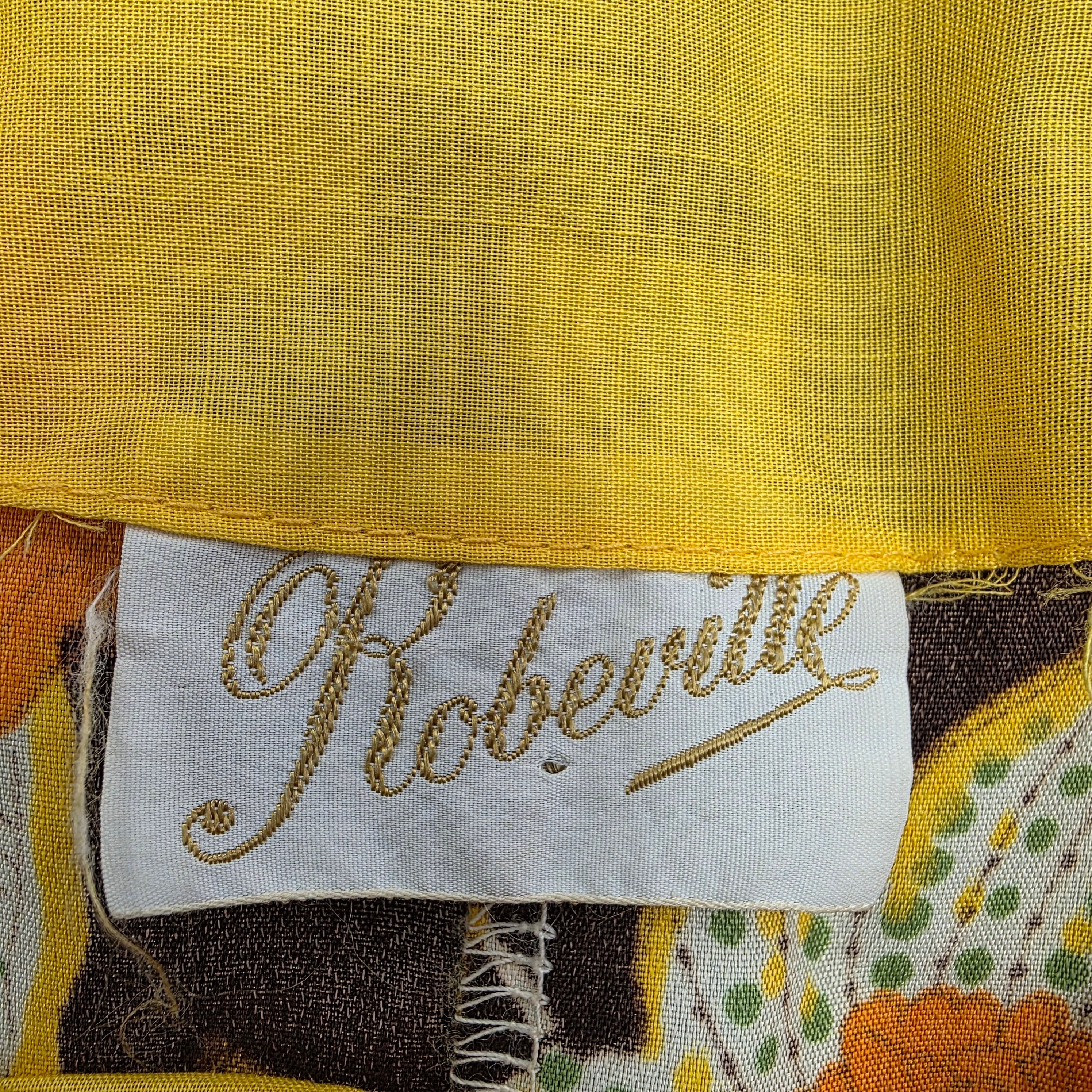 1960s Bold Floral Bell Sleeve Empire Waist Maxi Dress ~ Small Brown Orange Yellow