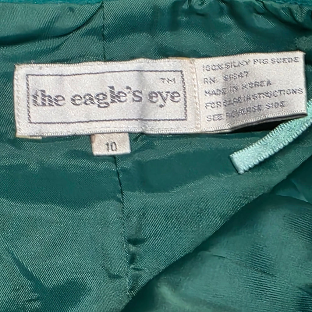 1990s Teal Suede Pencil Maxi Skirt ~ Medium ~ Pigskin Suede