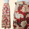 1960s Velvet Impala Print Maxi Skirt ~ Medium ~ A-line Brown Rust Tan