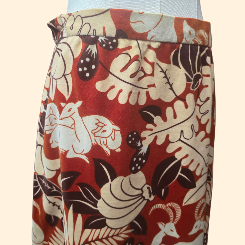 1960s Velvet Impala Print Maxi Skirt ~ Medium ~ A-line Brown Rust Tan