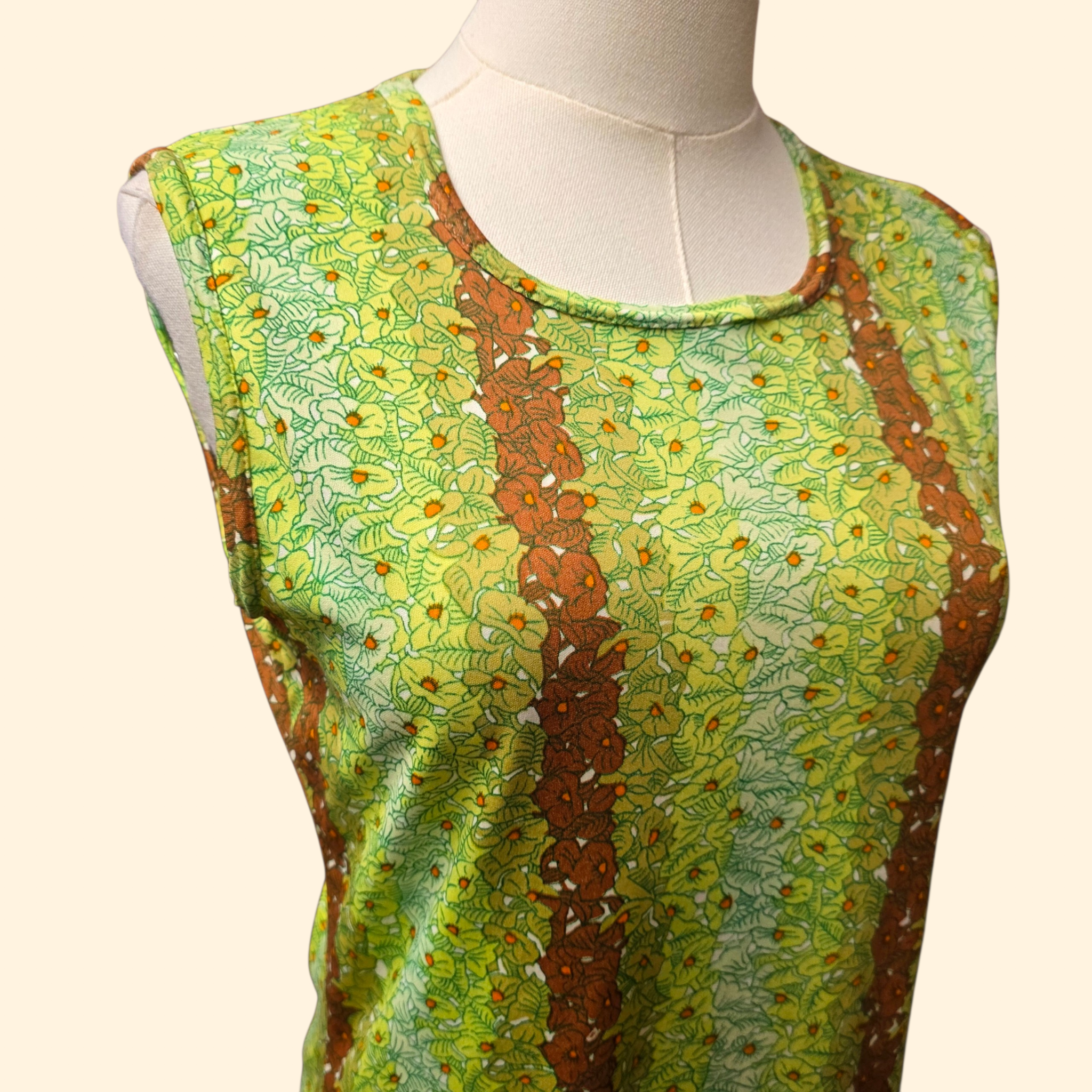 1970s Floral Print Polyester Tank Top ~ Large