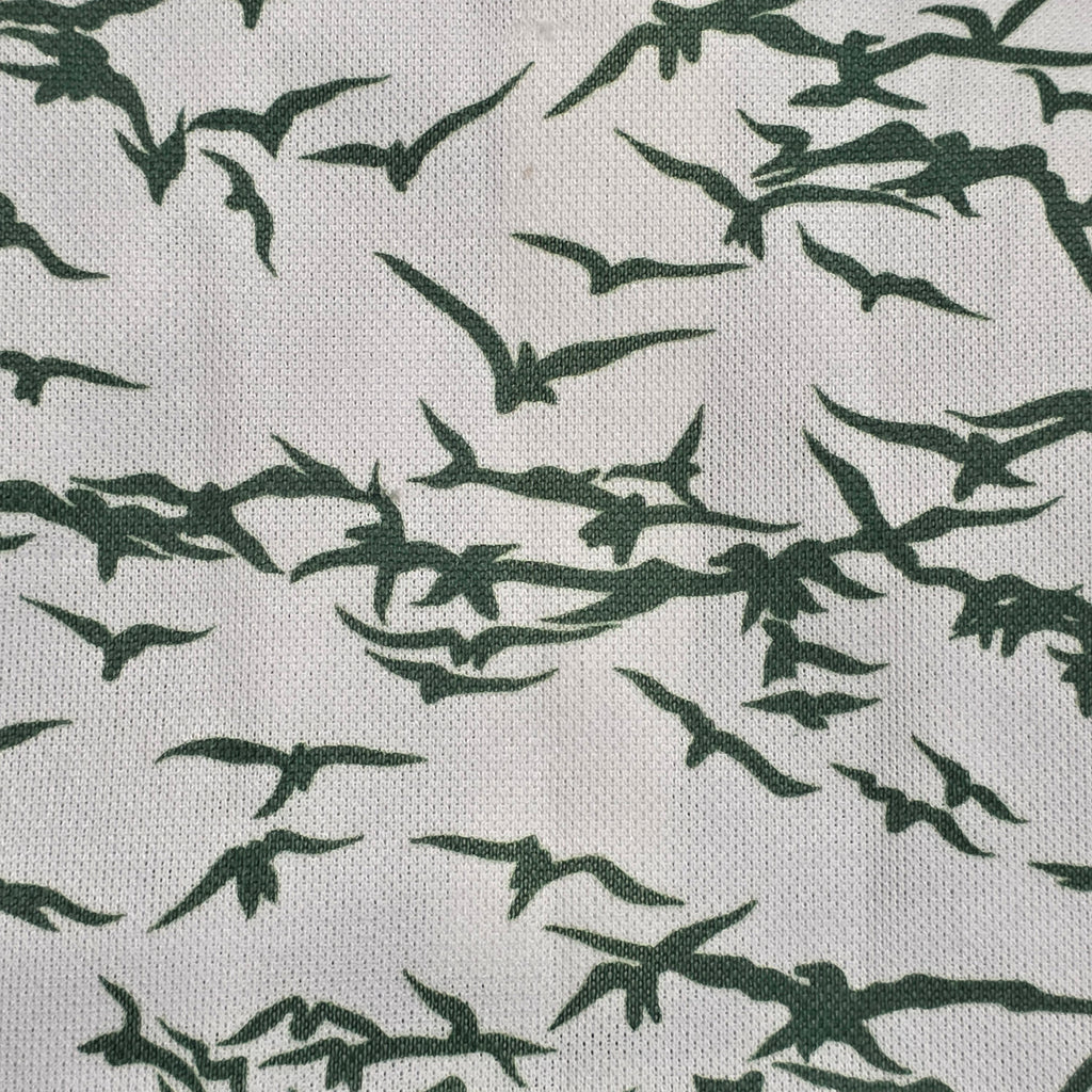 1960s Novelty Bird Print Polyester Shell Tank Top ~ Large ~ Sleeveless Green White