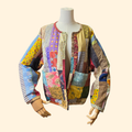 1990s Garden Print Quilted Jacket ~ Large ~ Patchwork Coat Handmade