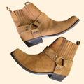 1990s Deadstock Men's Brown Suede Harness Boots ~ 11 D ~ Motorcycle Moto