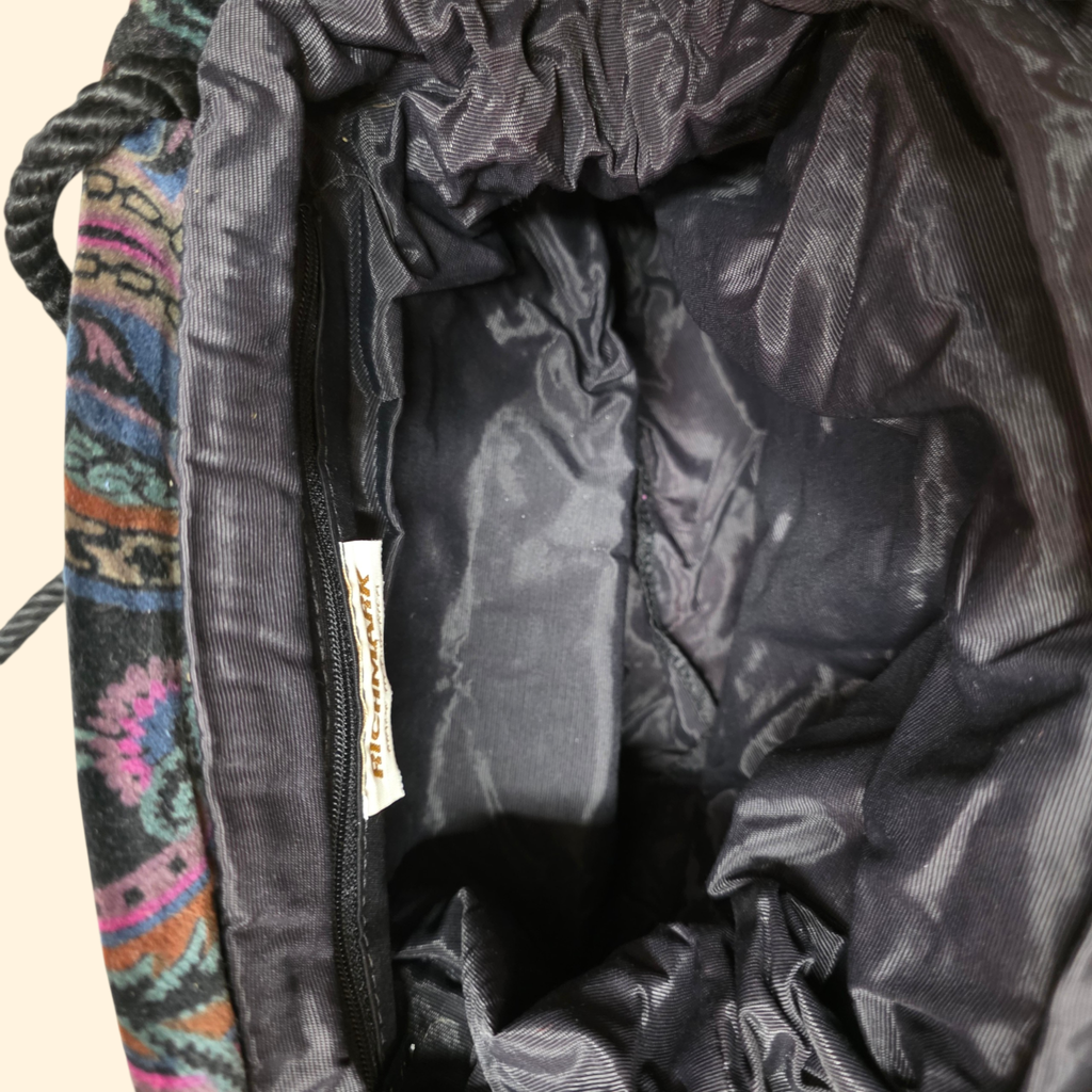 1980s Paisley and Floral Velvet Crossbody Purse