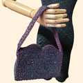 1950s Purple Beaded Handbag ~ Iridescent Glass Bugle Seed Beads