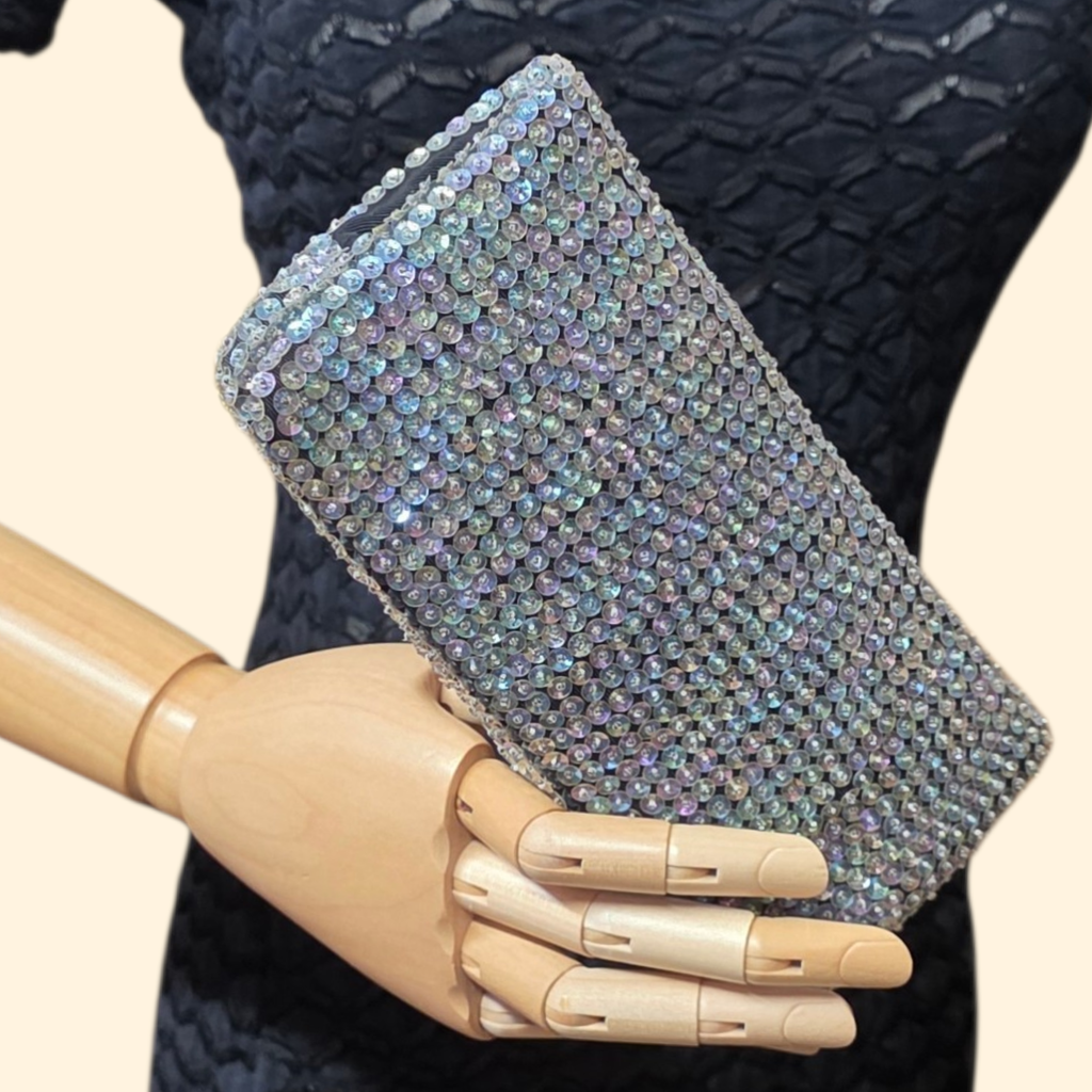 1950s Iridescent Sequin Clutch Makeup Bag