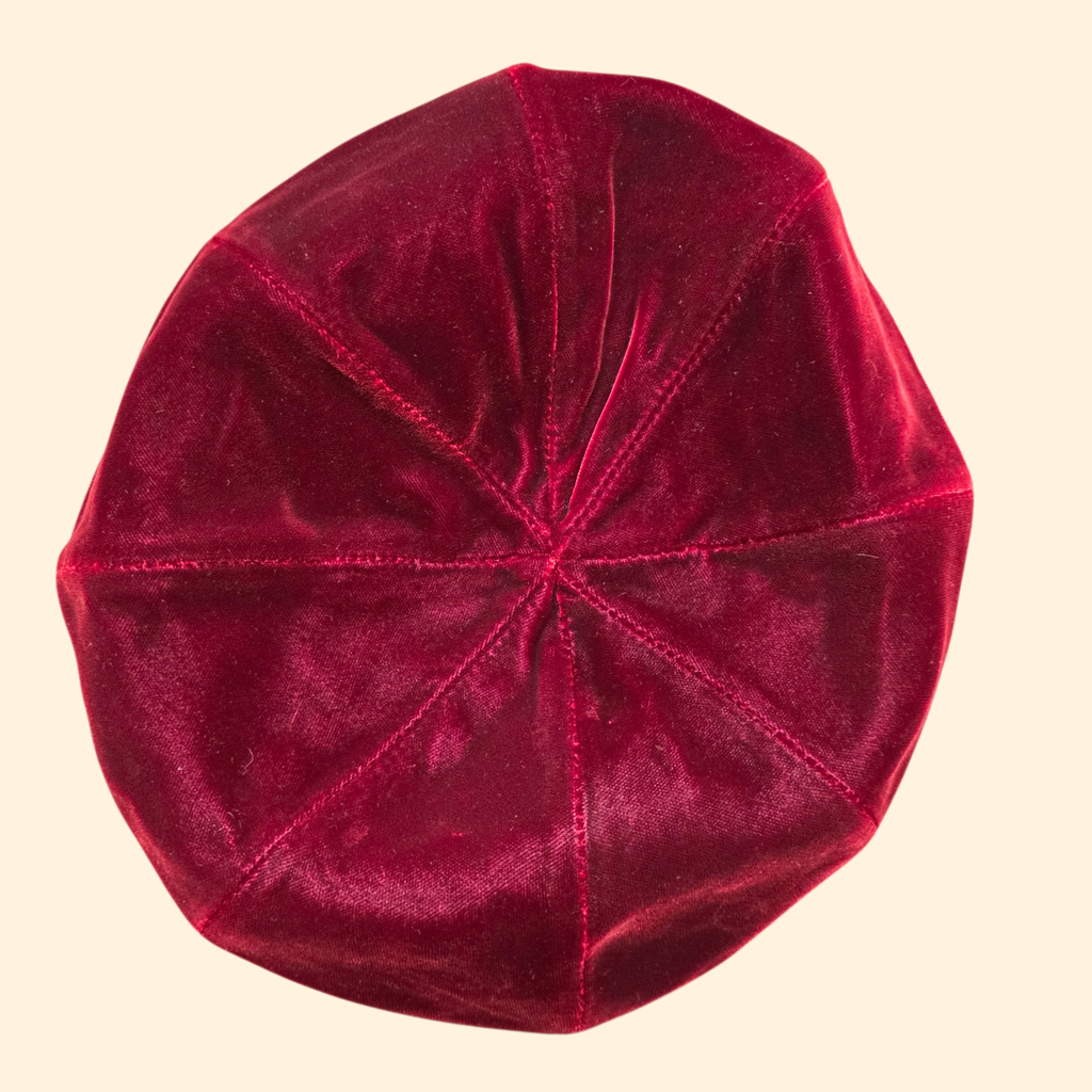 1980s Maroon Velvet Beret ~ Raspberry Mauve