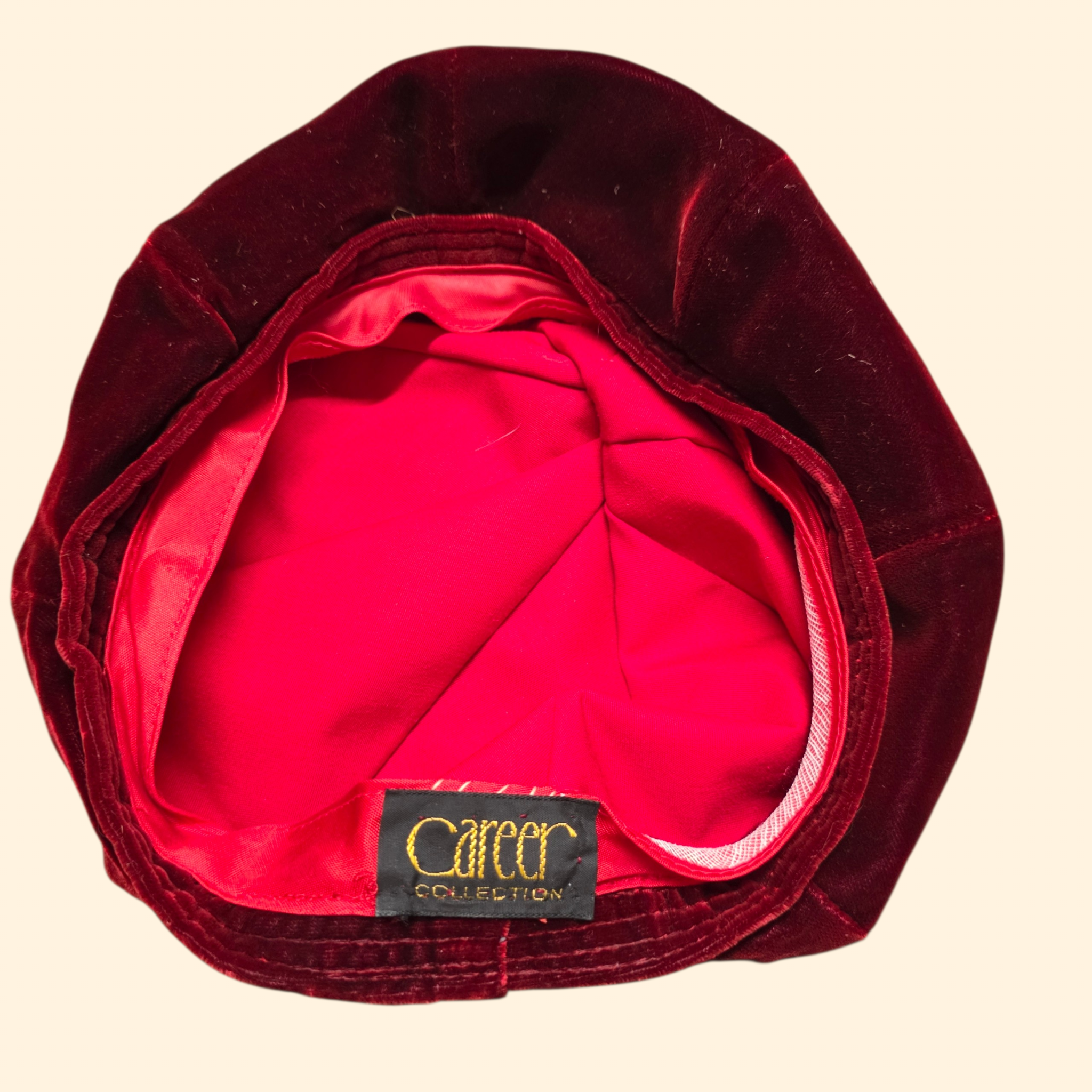 1980s Maroon Velvet Beret ~ Raspberry Mauve