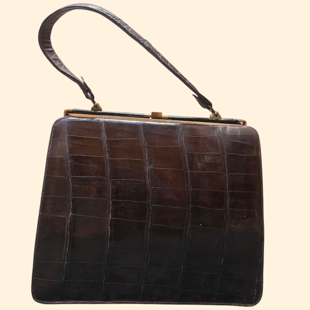 1950s Genuine Alligator Handbag ~ Sterling Purse