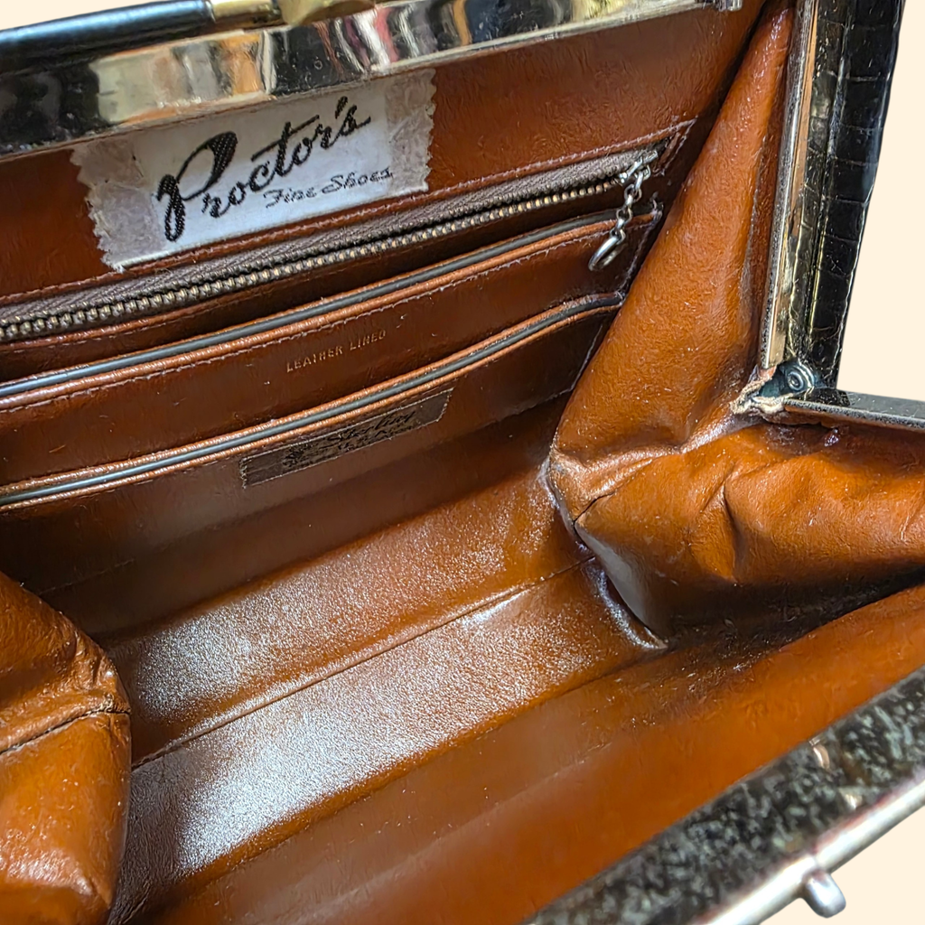 1950s Genuine Alligator Handbag ~ Sterling Purse