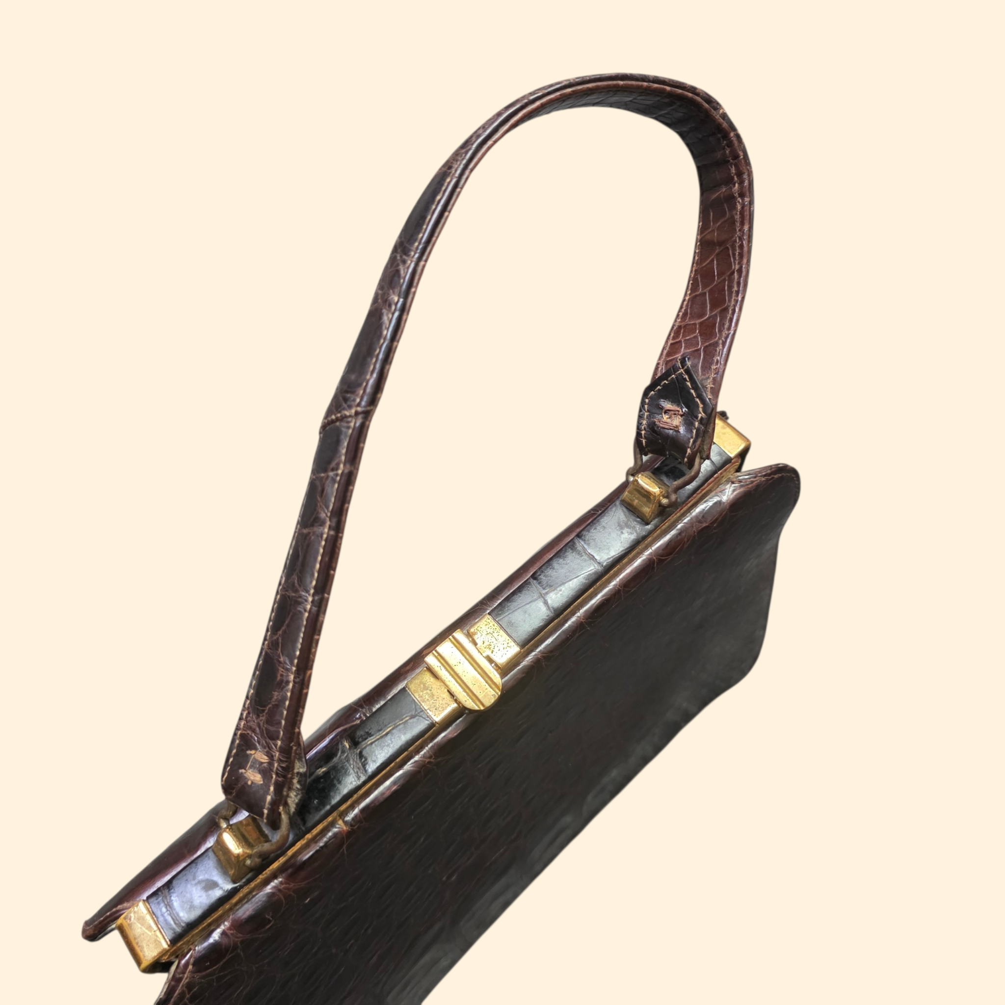 1950s Genuine Alligator Handbag ~ Sterling Purse