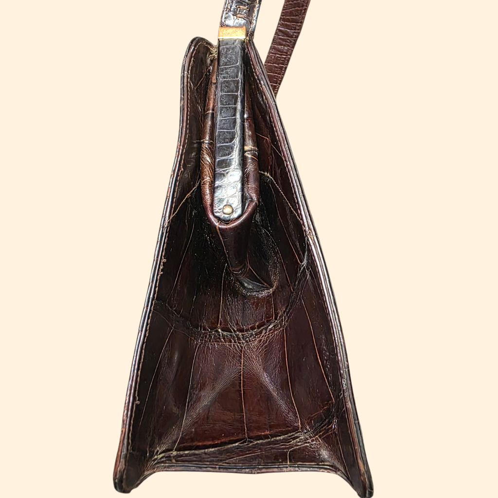 1950s Genuine Alligator Handbag ~ Sterling Purse
