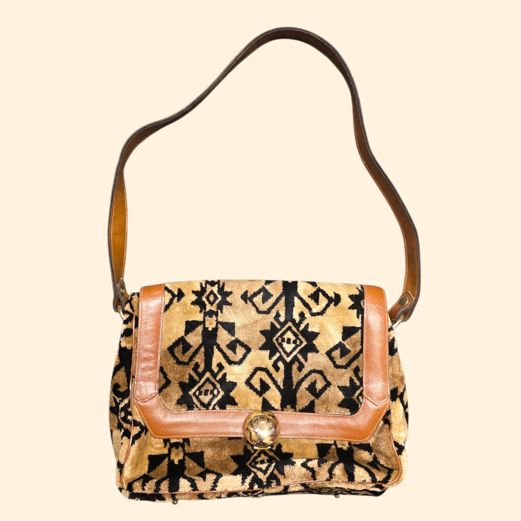 1970s Carpet Bag ~ Boho Shoulder Bag Tapestry Purse