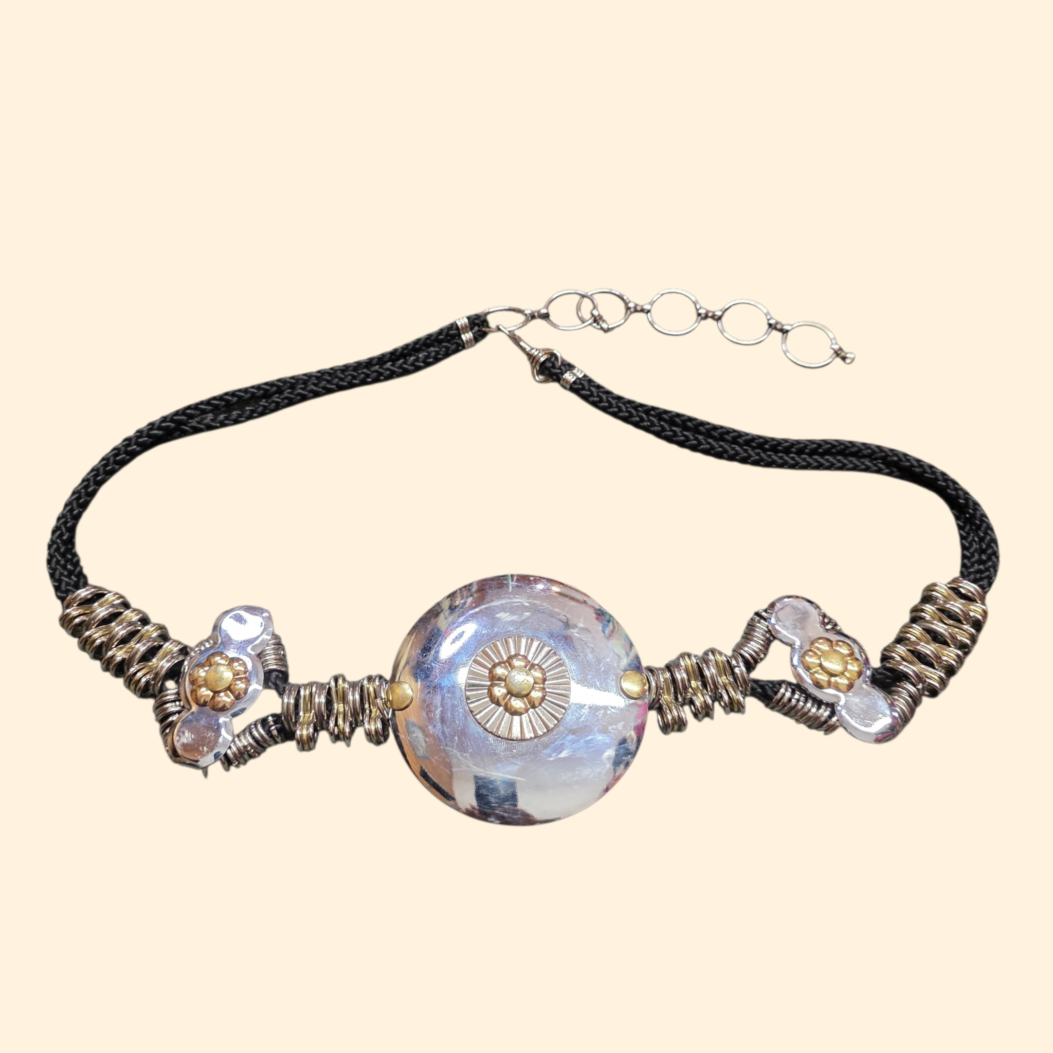 1980s Silvertone Medallion Statement Belt ~ Boho