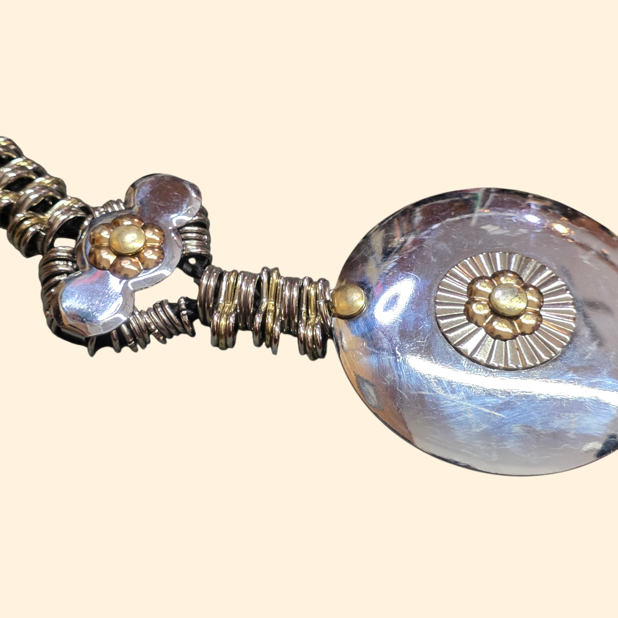 1980s Silvertone Medallion Statement Belt ~ Boho