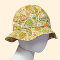 1960s Paisley Flower Power Bucket Hat ~ Orange Green Yellow