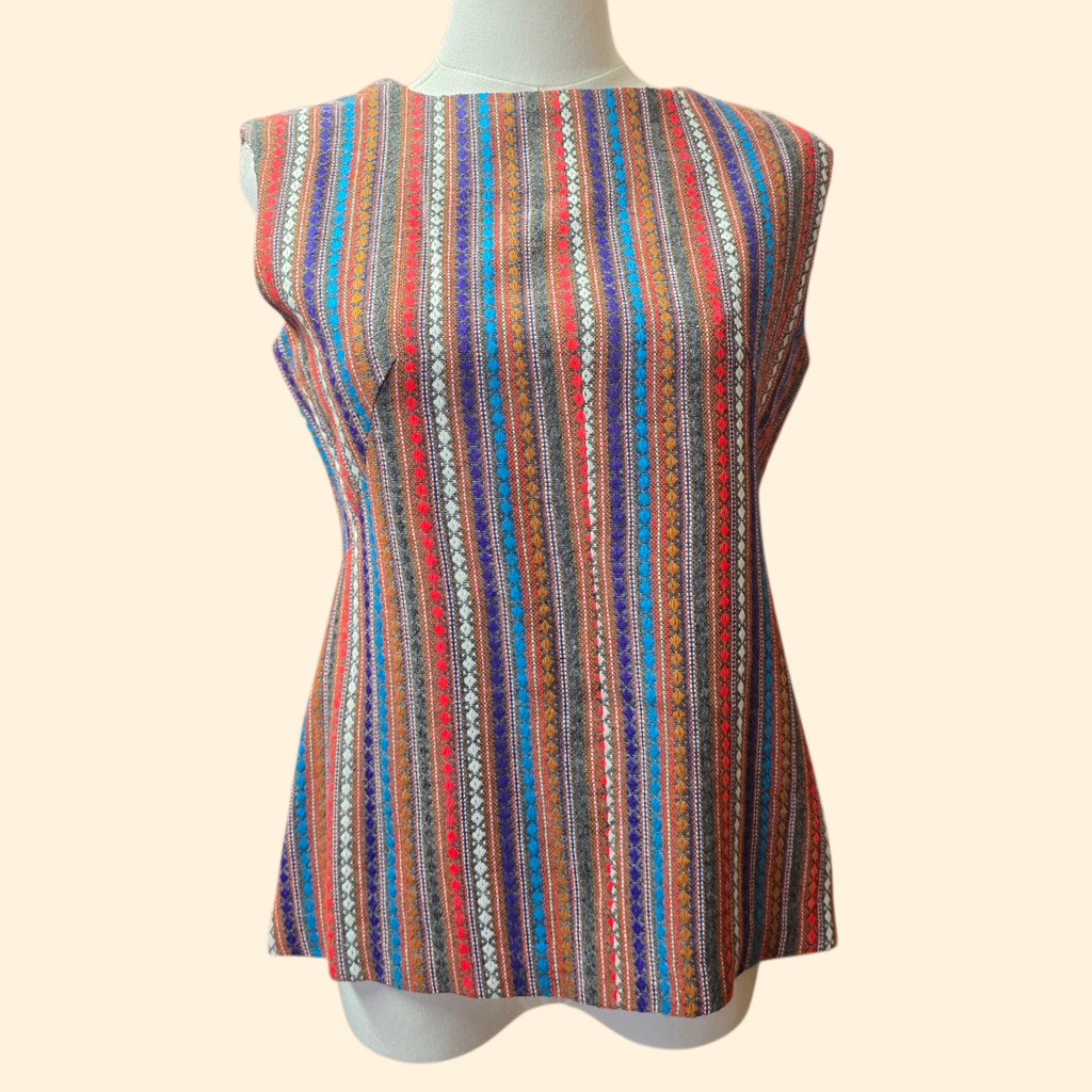 1960s Diamond Striped Tunic Top ~ Small