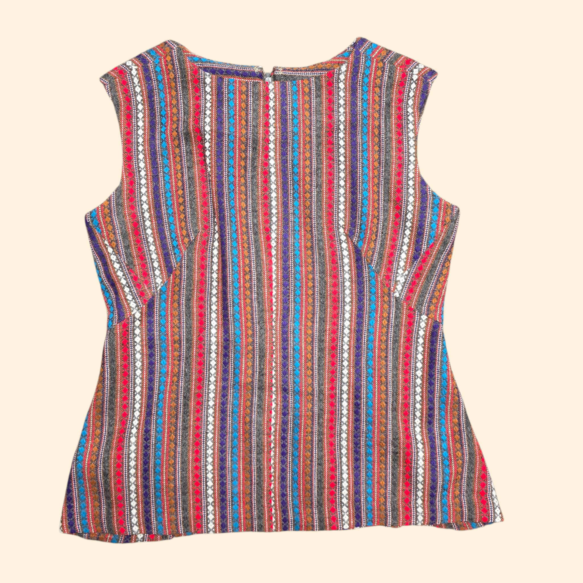1960s Diamond Striped Tunic Top ~ Small