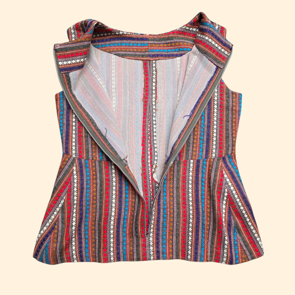 1960s Diamond Striped Tunic Top ~ Small